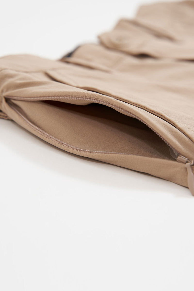 Eubi Khaki Brown Golf 9" Shorts with Hidden Drawstrings