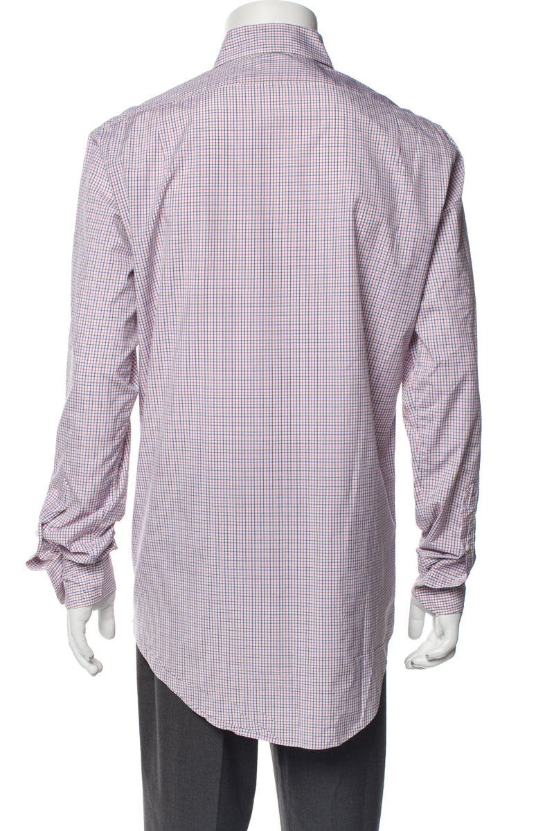 RealReal,Sid Mashburn, Sid Mashburn Red Plaid Print Long Sleeve Dress Shirt, Red, Medium-44-TagM