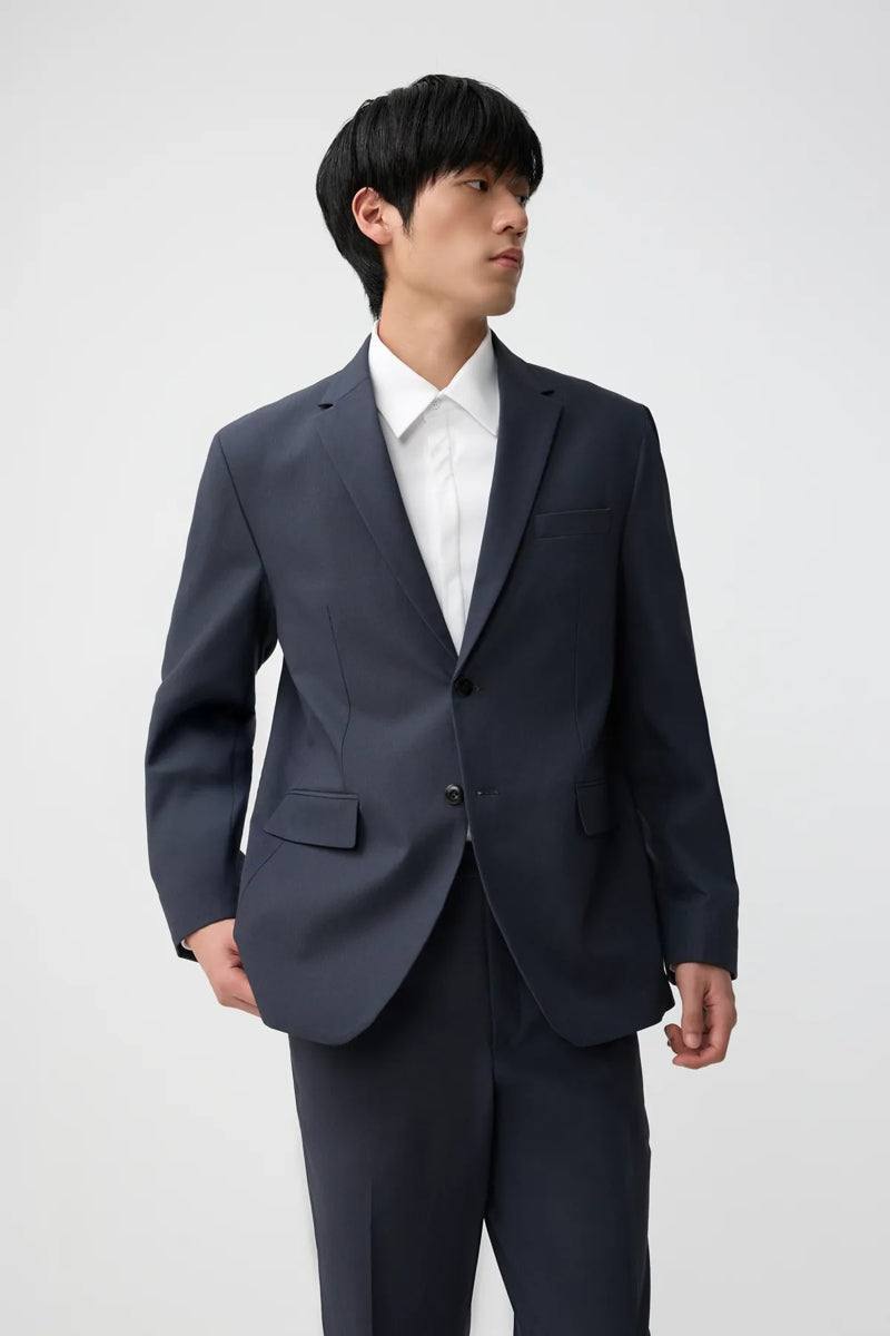 Direct From Brand,FYNE, FYNE Dark Blue Striped Water-Repellent Blazer, Blue, Large-43-TagL