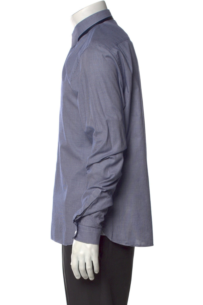 RealReal,The Kooples, The Kooples Navy Houndstooth Dress Shirt, Blue, Medium-42-TagL