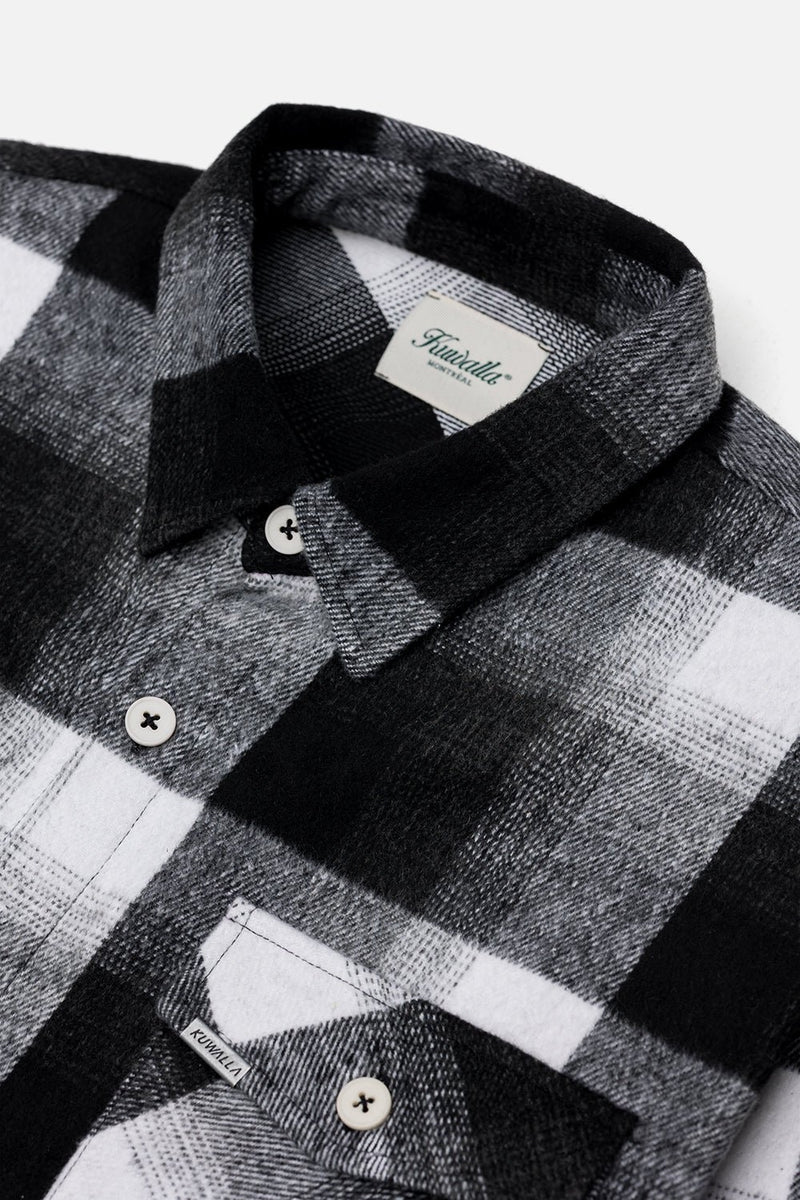 Wholesale,Kuwalla, Kuwalla Black/White Plaid Brushed Flannel Shacket, Black, Medium-46-TagMLarge-48-TagLExtra Large-50-TagXLExtra Extra Large-52-TagXXL