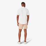 Mizzen + Main White Cactus Stripe Trim No Tuck Four-way Stretch Short Sleeve Leeward Dress Shirt