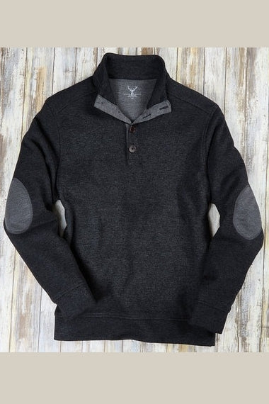 Nicoby Age of Wisdom Black 4 Button Pullover with Elbow Patch