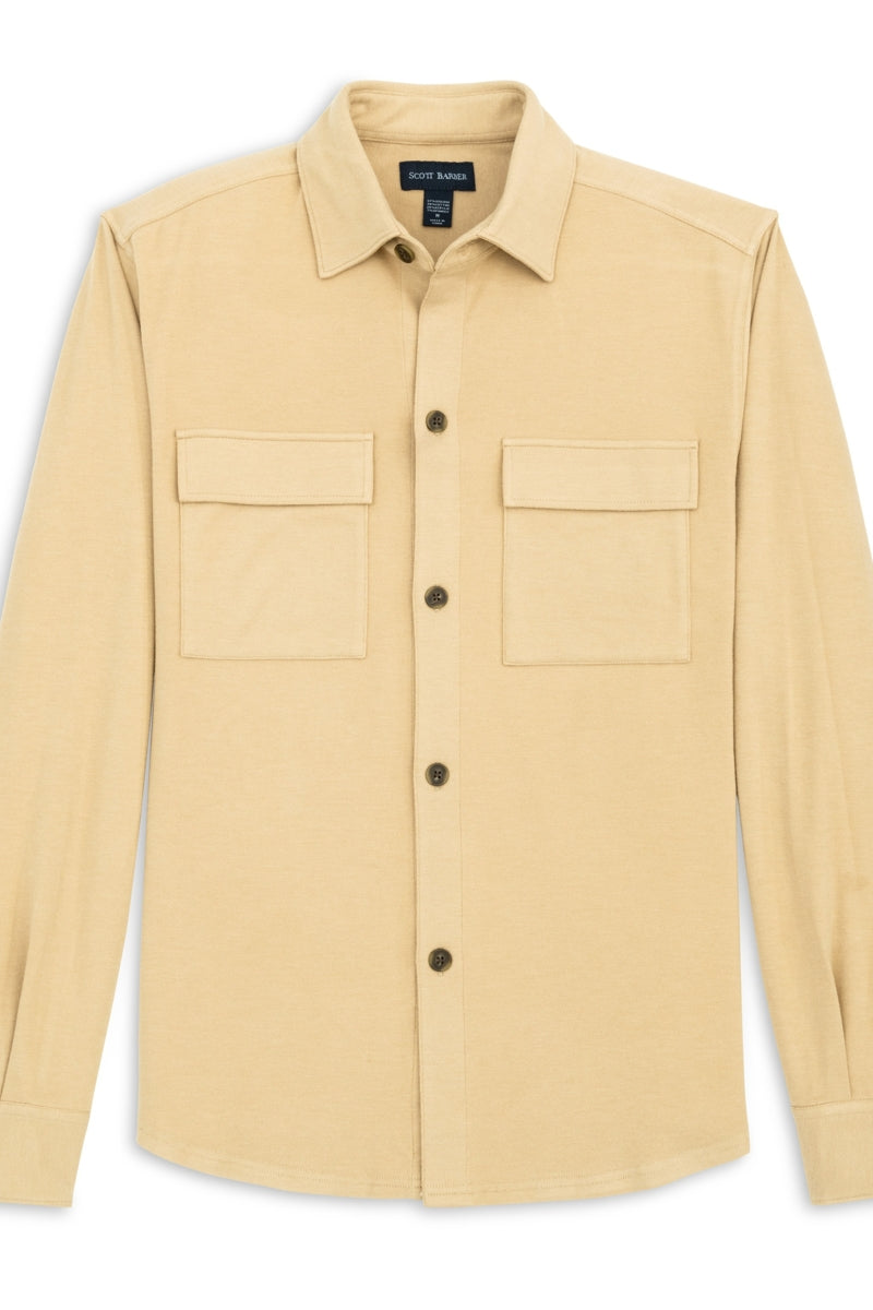 Wholesale,Scott Barber, Scott Barber Khaki Soft Performance-blend Overshirt, Tan, Small-42-TagS