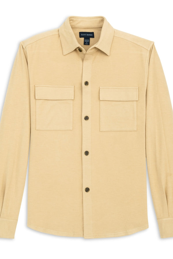 Scott Barber Khaki Soft Performance-blend Overshirt