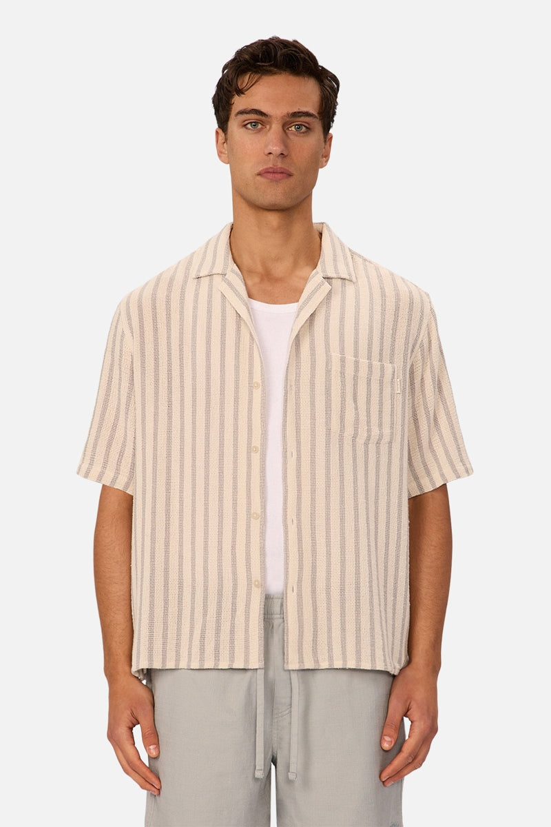 Wholesale,Industrie Stateside Inc, INDUSTRIE AUSTRALIA Off White/Blue Knit Textured Shirt, Cream, Small-43-TagSMedium-45-TagMLarge-48-TagLExtra Large-50-TagXL