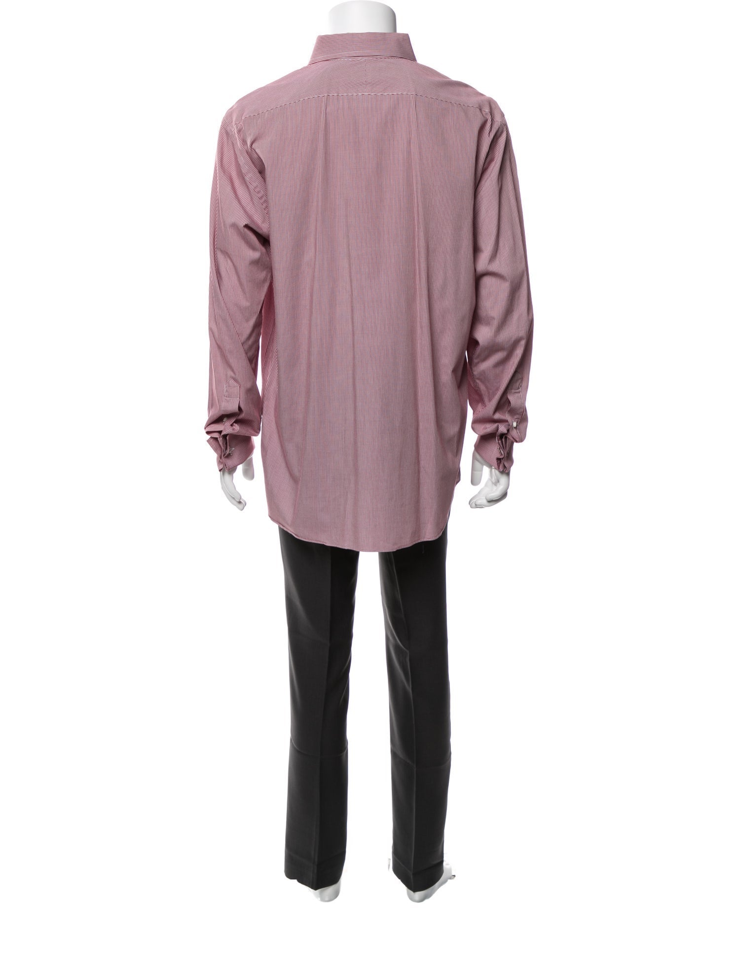 RealReal,Proper Cloth, Proper Cloth Red Stripe Long Sleeve Dress Shirt, Red, Extra Large-49-TagXXL