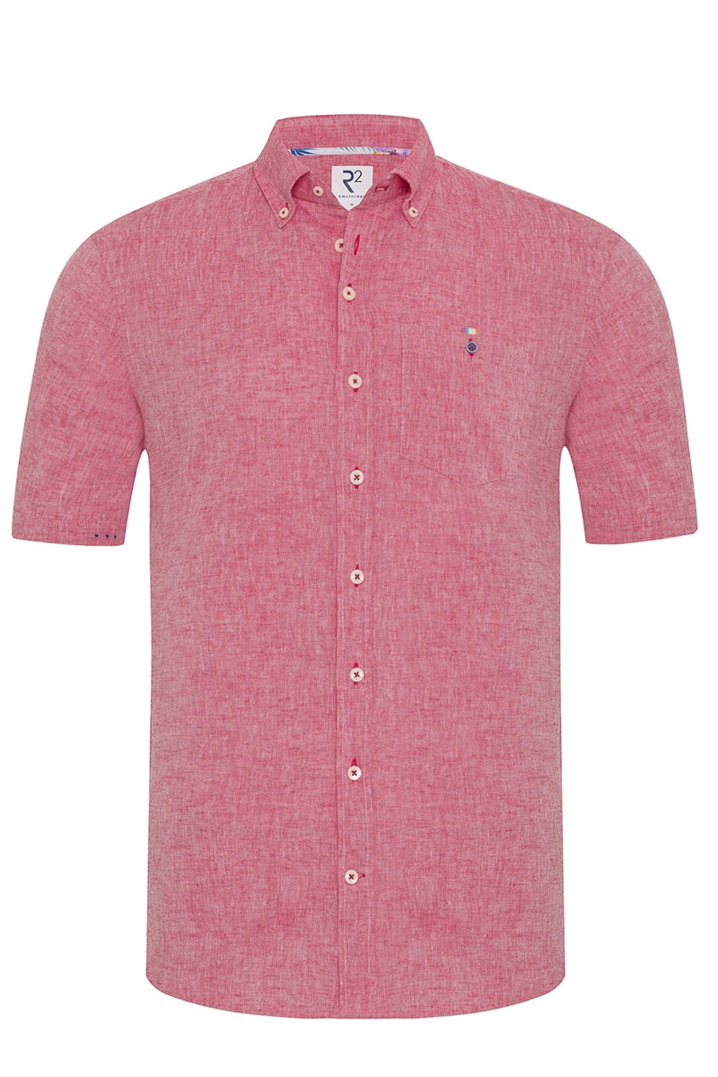 Direct From Brand,R2 Amsterdam, R2 Amsterdam Fuchsia Linen Blend Shirt, Pink, Extra Large-49-TagXL