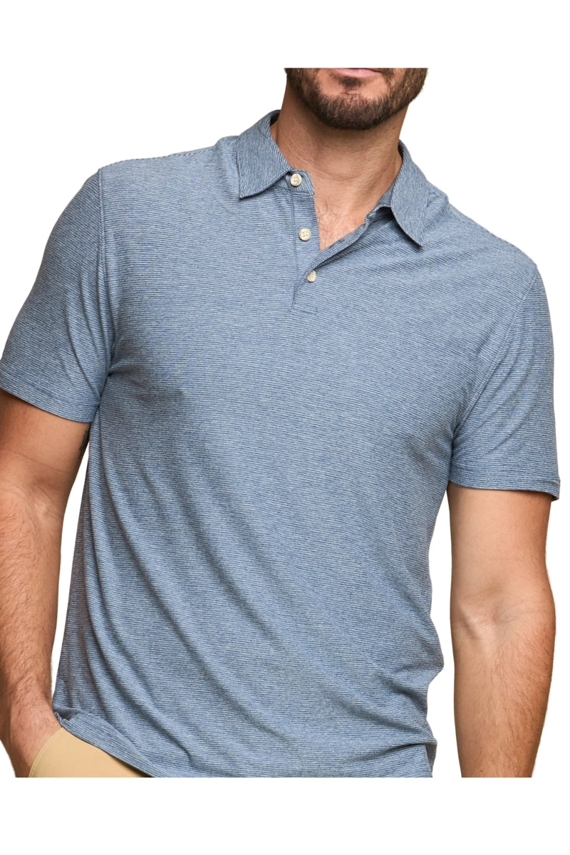 Wholesale,Fundamental Coast, Fundamental Coast Heathered Blue Mini Stripe Reverse-jersey Polo, Blue, Small-40-TagSMedium-42-TagMLarge-45-TagLExtra Large-48-TagXL