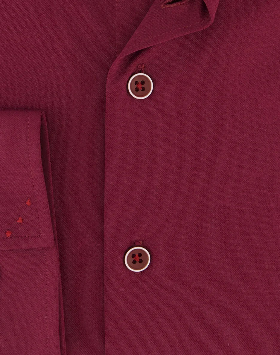 Brand Partner,R2 Amsterdam, R2 Amsterdam Dark Wine Bordeaux Piquet Shirt, Red, Medium-42-Tag40