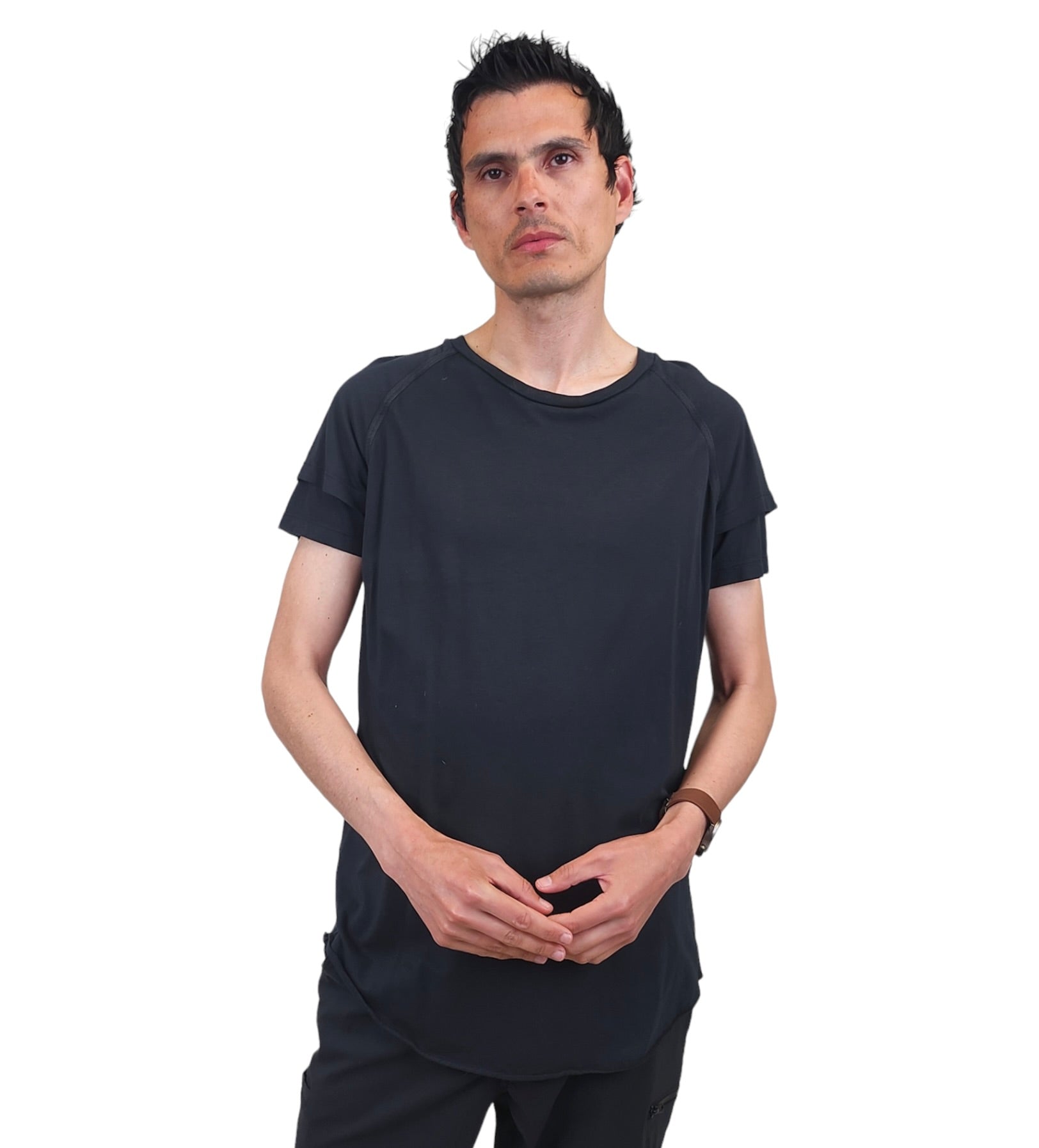 Wholesale,Reese De Luca, Reese De Luca Black Double Sleeve T-Shirt, Black, Medium-42-TagM