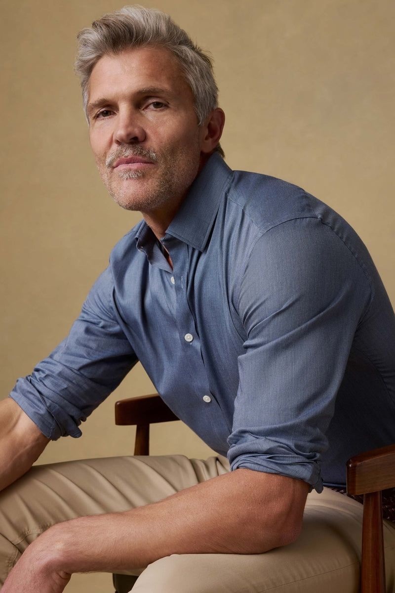 Wholesale,Faherty, Faherty Heather Navy Textured Shirt, Blue, Small-40-TagSMedium-42-TagMLarge-46-TagLExtra Large-49-TagXLExtra Extra Large-52-TagXXL