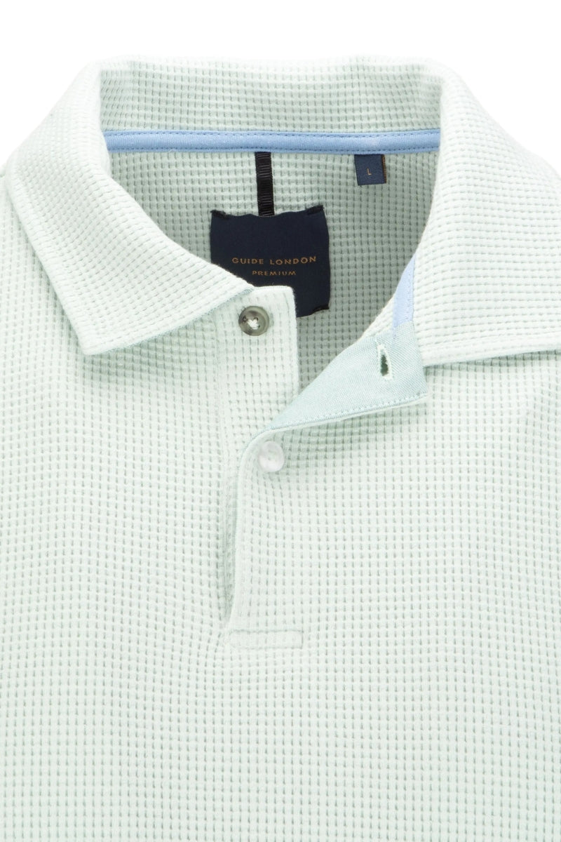 Faire,Guide London, Guide London Sage Green Waffle Textured Polo, Green, Large-44-TagLExtra Extra Large-48-TagXXLExtra Extra Large-50-TagXXL