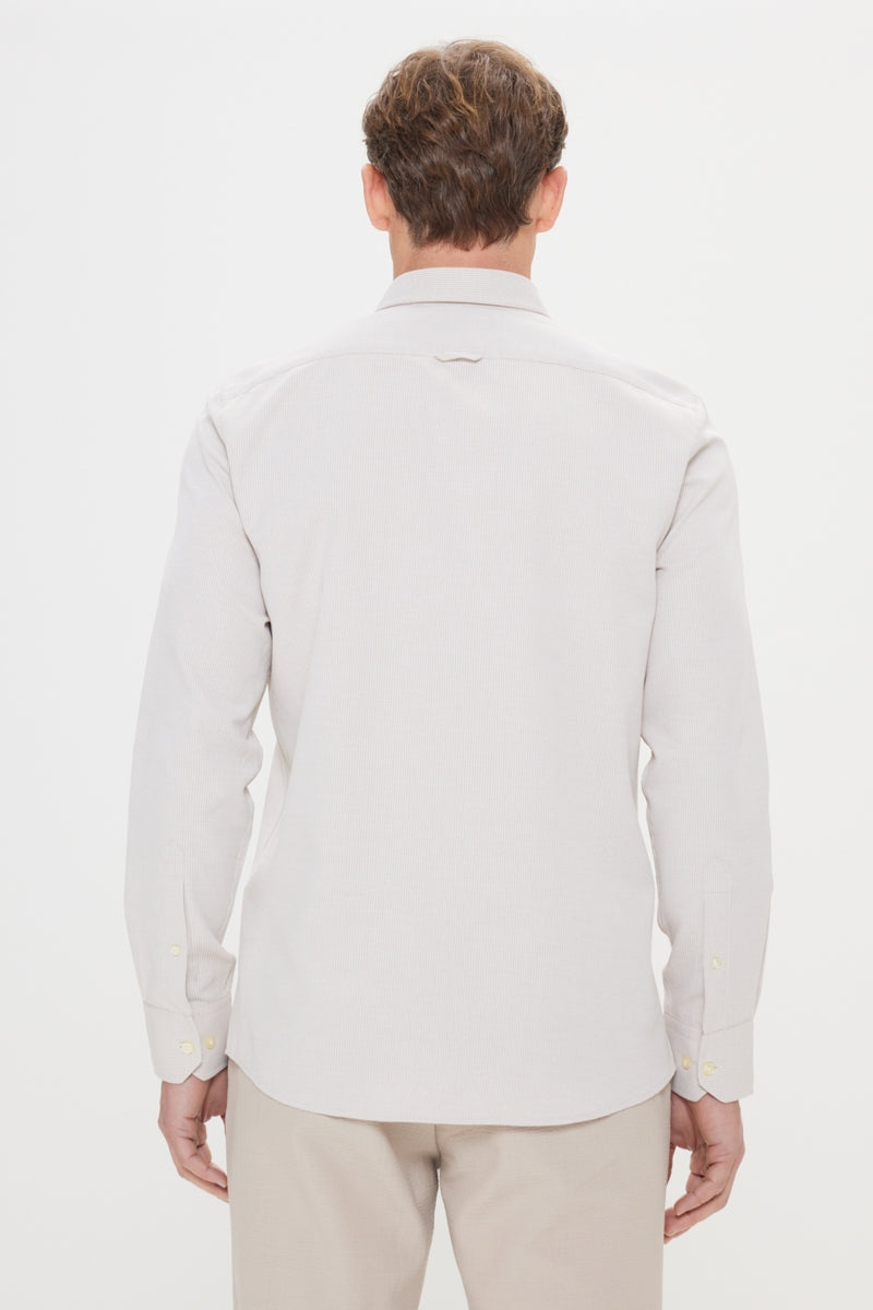 Wholesale,Altinyildiz Classics, Altinyildiz Classics Beige Textured Dobby Slim Fit Shirt, Tan, Large-44-TagL