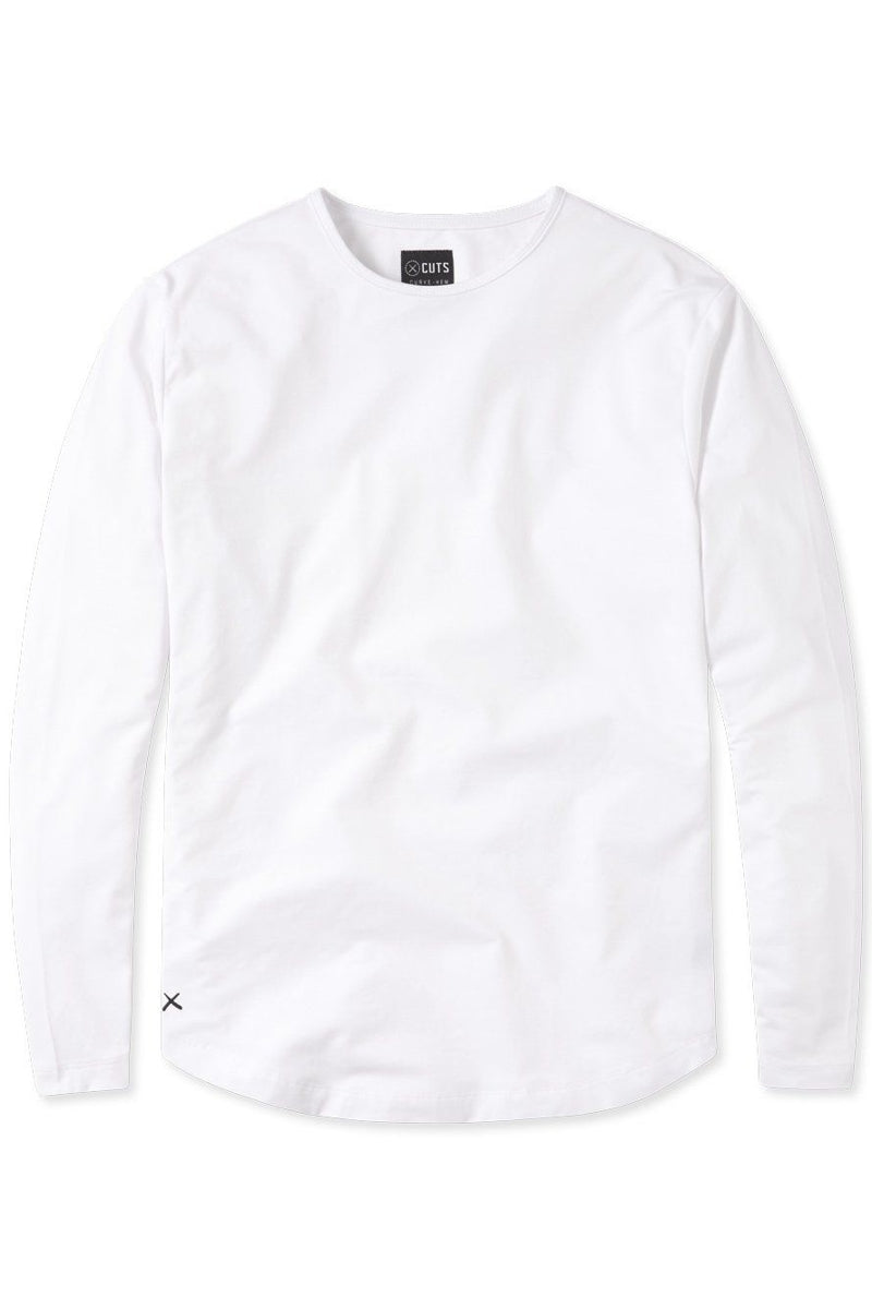 Wholesale,CUTS, CUTS White Curve-Hem Buttery Soft Tee, White, Small-39-TagSMedium-41-TagMLarge-43-TagLExtra Large-45-TagXLExtra Extra Large-47-TagXXL