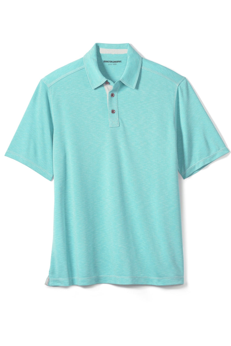 Wholesale,Johnston & Murphy, Johnston & Murphy Turquoise Contrast Placket Vintage Polo, Blue, Extra Large-50-TagXXL