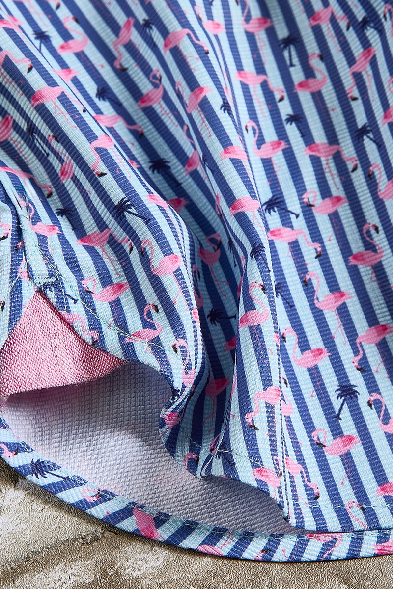 Wholesale,Nicoby Age of Wisdom, Nicoby Age of Wisdom Navy/Pink Flamingo Printed Striped Shirt, Blue, Medium-45-TagMLarge-47-TagLExtra Large-49-TagXL