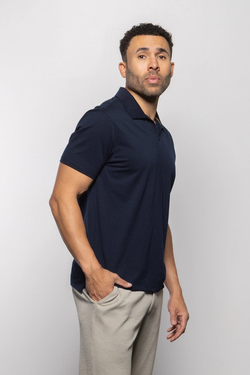 Wholesale,Mason Cruz, Mason Cruz Indigo Knit Polo, Blue, Small-40-TagSMedium-42-TagMLarge-44-TagLExtra Large-47-TagXLExtra Extra Large-50-TagXXL