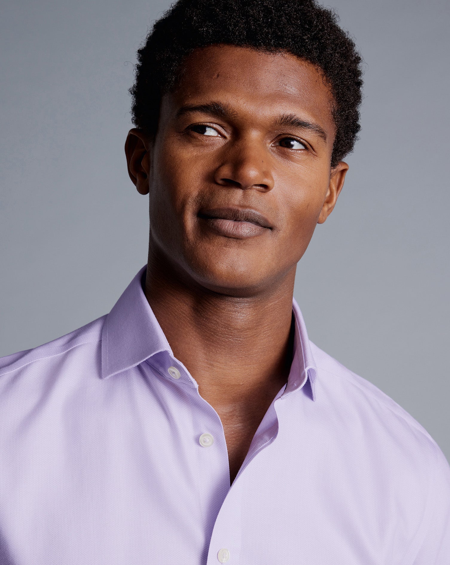 Wholesale,Charles Tyrwhitt, Charles Tyrwhitt Lilac Spread Collar Non-Iron Henley Weave Classic Fit Shirt, Purple, Extra Large-50-Tag43