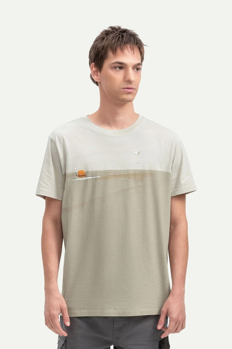 Wholesale,KAFT, KAFT Sand Desert Landscape Design Print T-Shirt, Tan, Medium-42-TagM