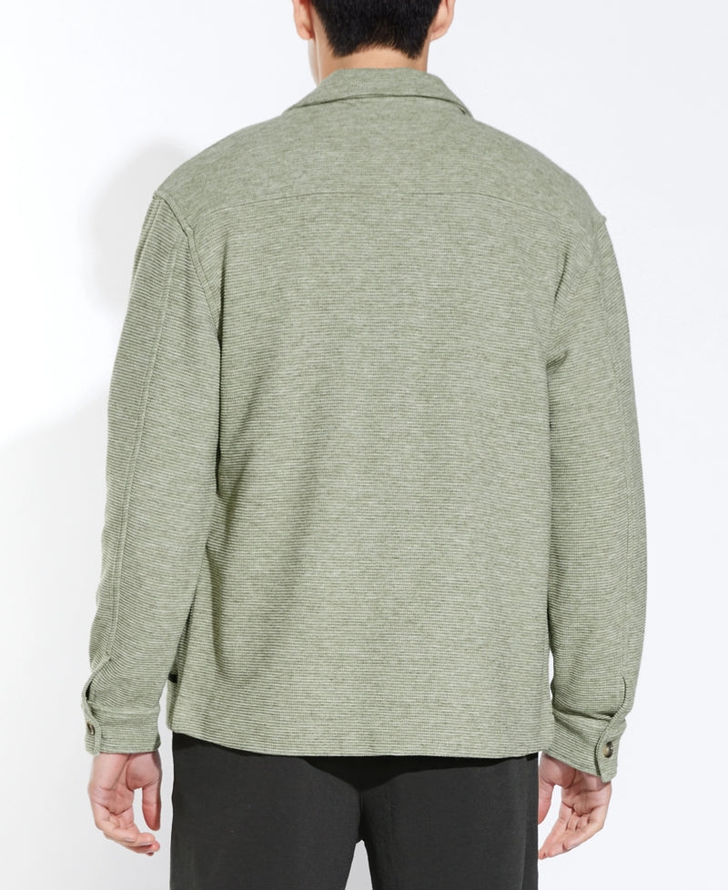 Wholesale,Civil Society, Civil Society Heather Sage Rib Textured Knit Overshirt, Green, Large-46-TagL