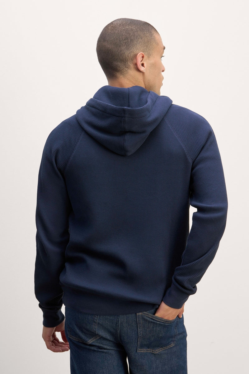 Direct From Brand,Everlane, Everlane Navy Waffle-Knit Hoodie, Blue, Small-36-TagS