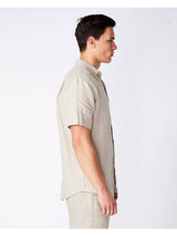 Merlino Street Beige Linen Short Sleeve Button Shirt