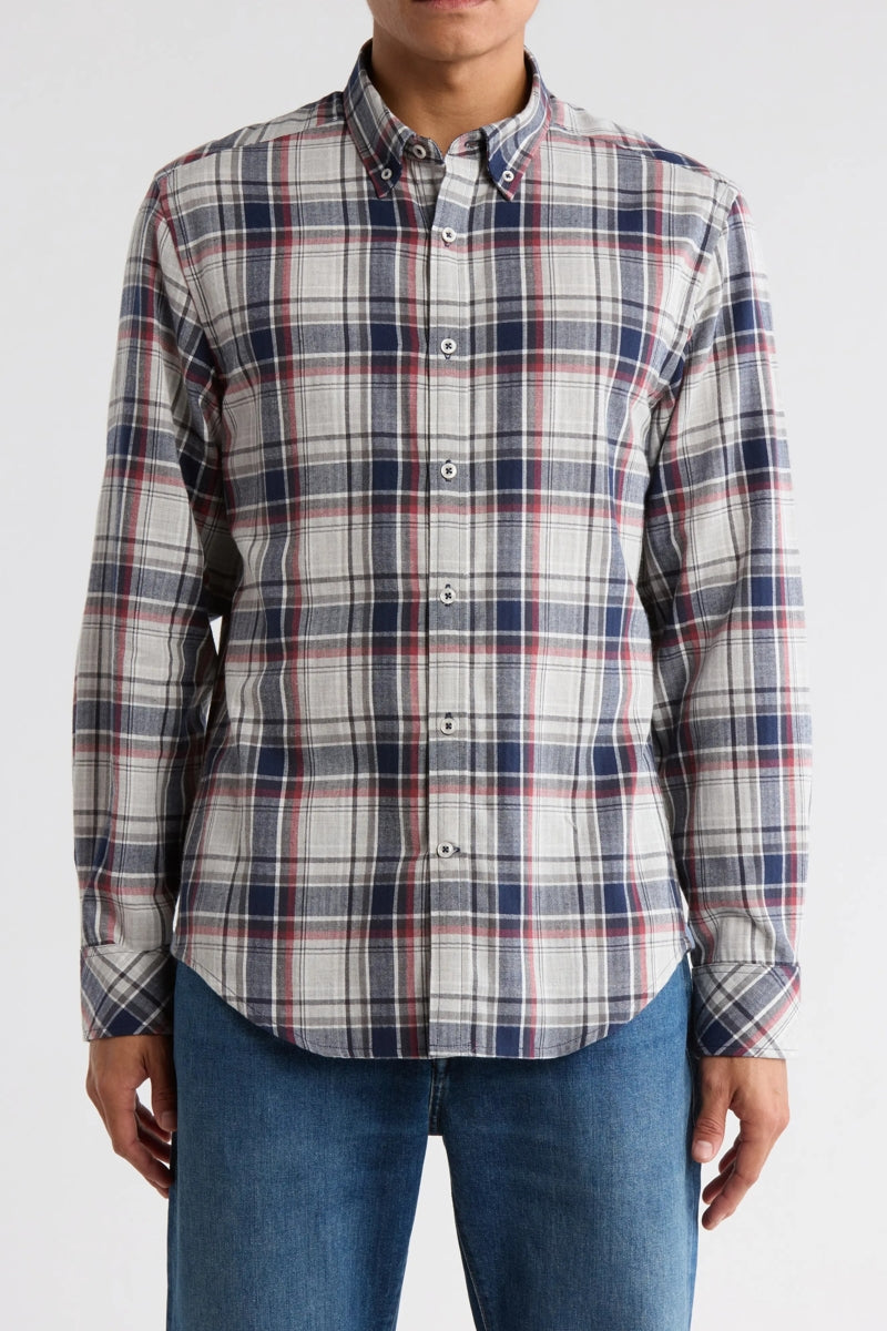 Wholesale,James Campbell, James Campbell Grey/Navy Yarn-dyed Plaid Twill Shirt, Grey, Small-40-TagSMedium-43-TagMLarge-46-TagLExtra Large-50-TagXLExtra Extra Large-54-TagXXL