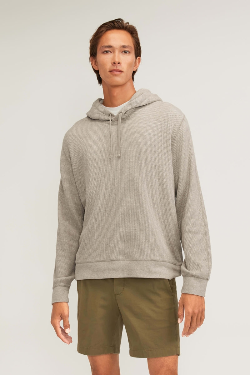 Direct From Brand,Everlane, Everlane Heathered Oatmeal Waffle-Knit Hoodie, Tan, Medium-40-TagM
