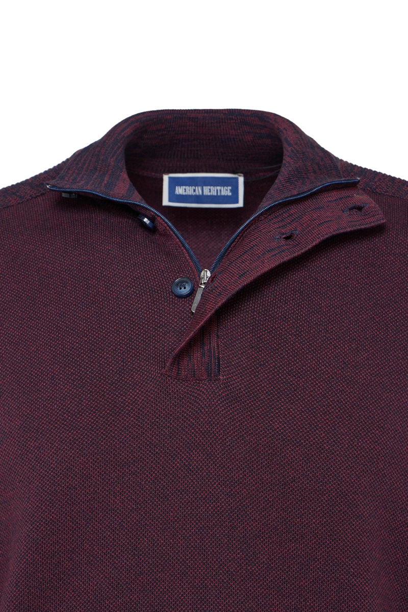Wholesale,American Heritage, American Heritage Burgundy Hidden Quarter Zip Sweater, Purple, Medium-44-TagM