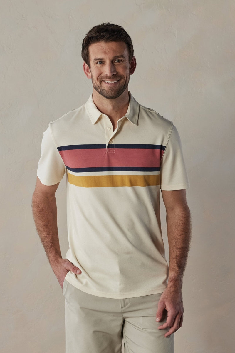 Wholesale,The Normal Brand, The Normal Brand Cream Mineral Red Stripe Chip Pique Polo, Cream, Medium-41-TagMLarge-43-TagLLarge-46-TagLExtra Large-46-TagXLExtra Extra Large-51-TagXXL