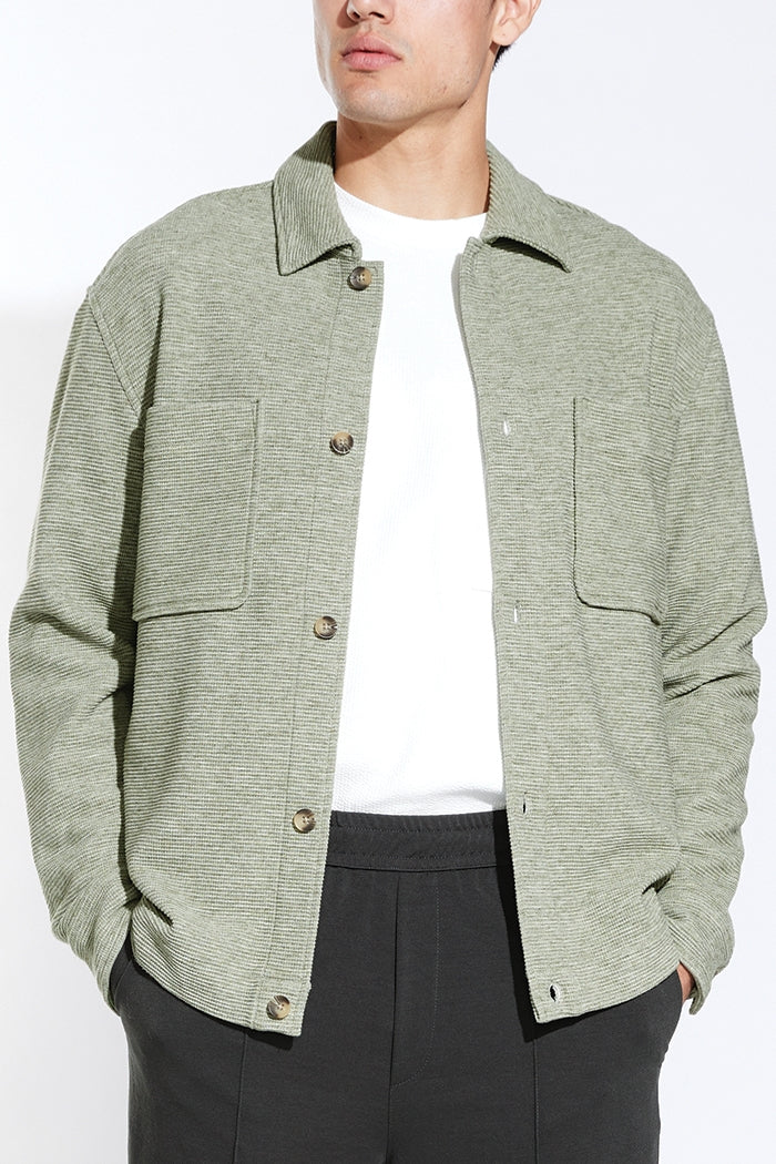Wholesale,Civil Society, Civil Society Heather Sage Rib Textured Knit Overshirt, Green, Large-46-TagL