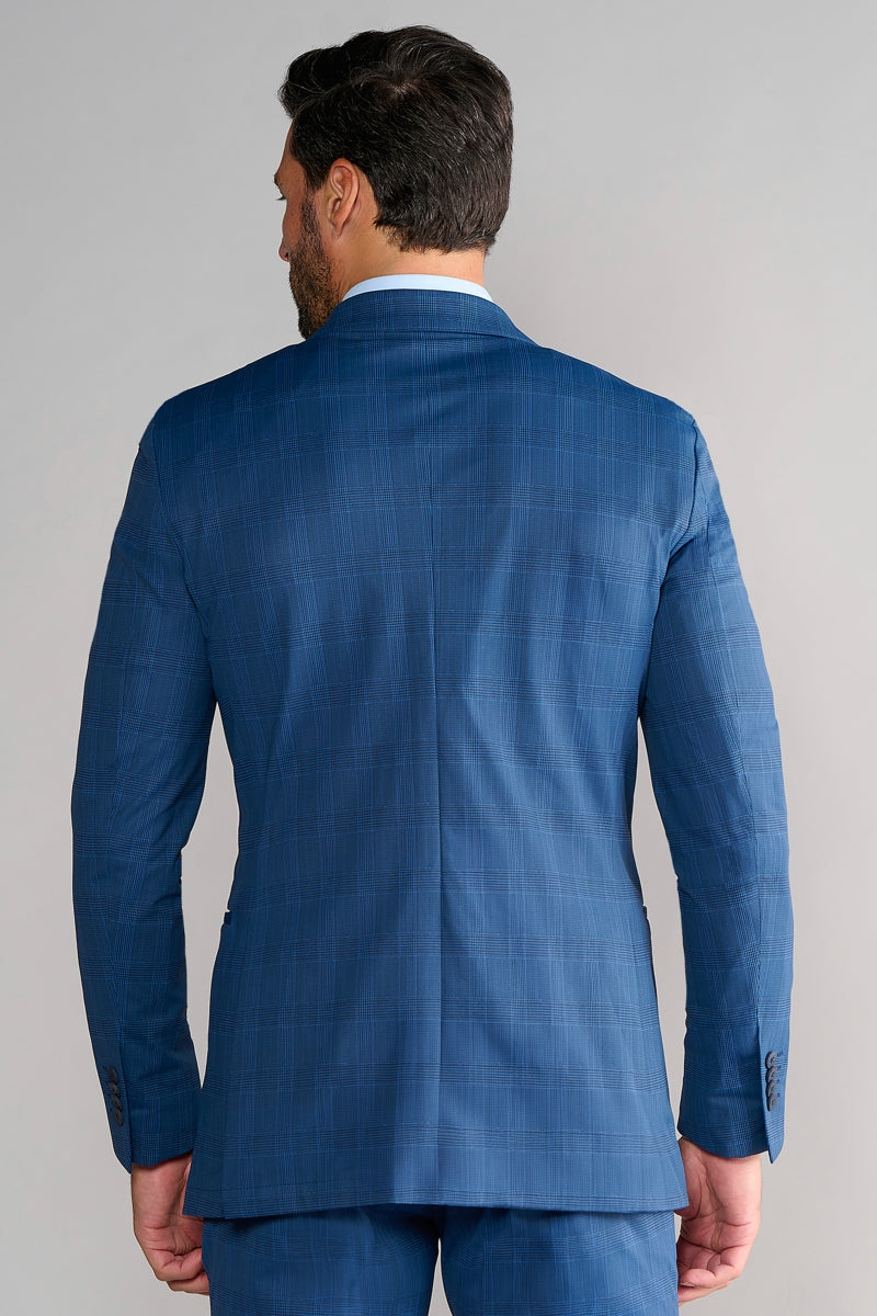 Wholesale,Twillory, Twillory Blue Japanese Stretch Plaid Performance Blazer, Blue, Medium-40-Tag40