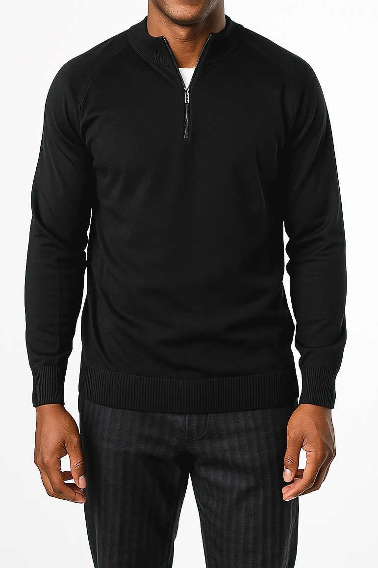 Brand Partner,R2 Amsterdam, Jakamen Black Quarter Zip Pullover, Black, Extra Large-47-TagXXLLarge-45-TagXLExtra Large-45-TagXLExtra Large-46-TagXLLarge-44-TagLMedium-42-TagMMedium-40-TagMMedium-44-TagM
