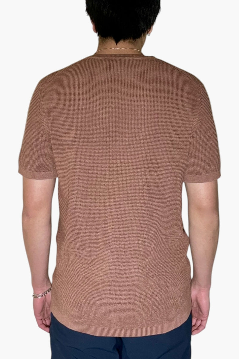 Wholesale,HEDGE, HEDGE Rosewood Knit Textured Tee, Brown, Extra Extra Large-50-TagXXLExtra Large-48-TagXLLarge-45-TagLMedium-42-TagMSmall-40-TagS