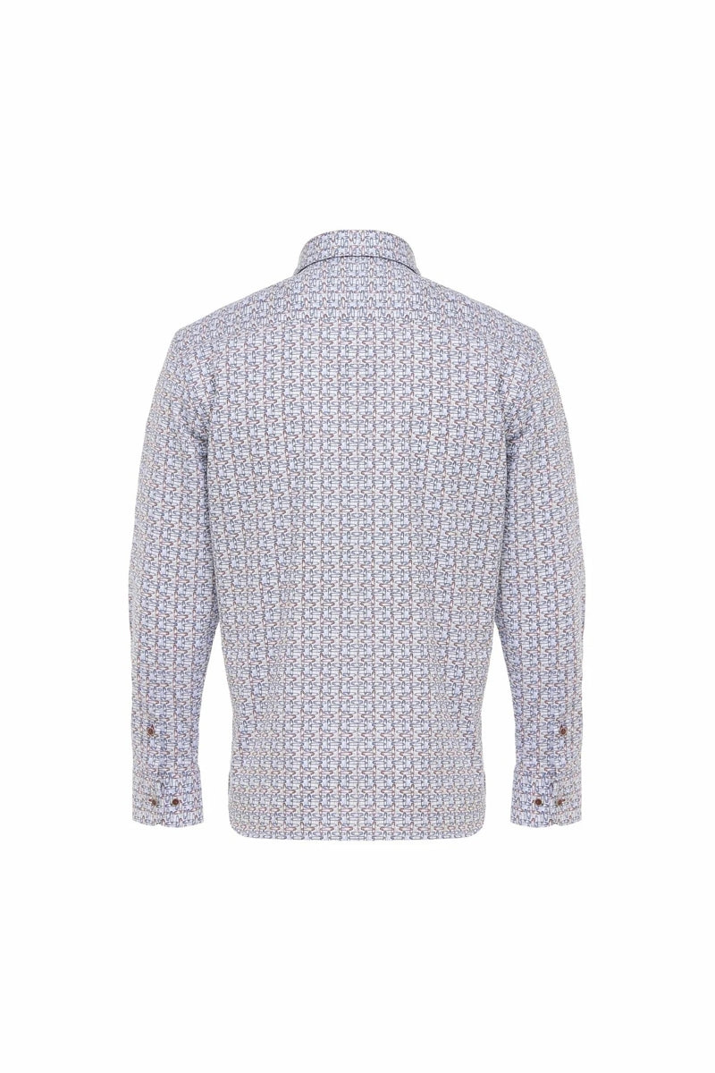 Wholesale,Luchiano Visconti, Luchiano Visconti Navy & Brown Safety Pin Print Shirt, Blue, Large-48-TagL