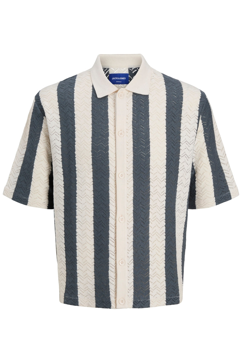 Wholesale,Jack & Jones, Jack & Jones Cream/Navy Striped Textured Shirt, Cream, Large-48-TagL