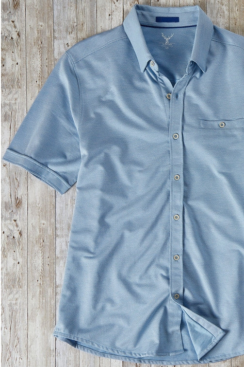 Nicoby Age of Wisdom Blue Birdseye Textured Knit Shirt