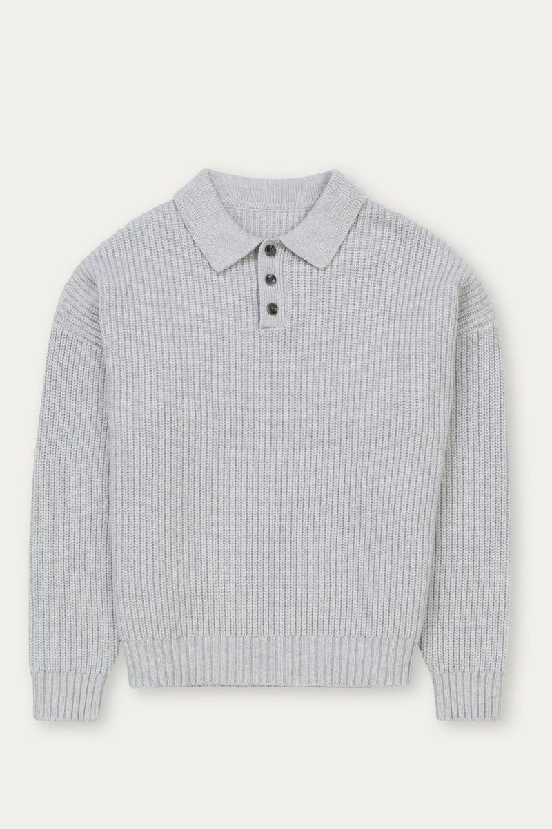Wholesale,Kuwalla, Kuwalla Light Grey Structured Knitted Polo, Grey, Medium-47-TagM