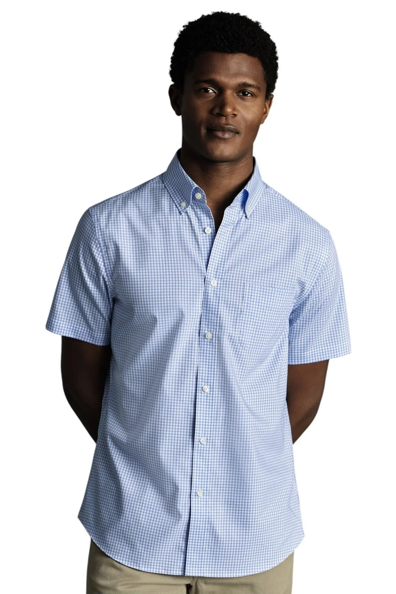 Wholesale,Charles Tyrwhitt, Charles Tyrwhitt Blue Stretch Check Shirt, Blue, Small-40-TagS