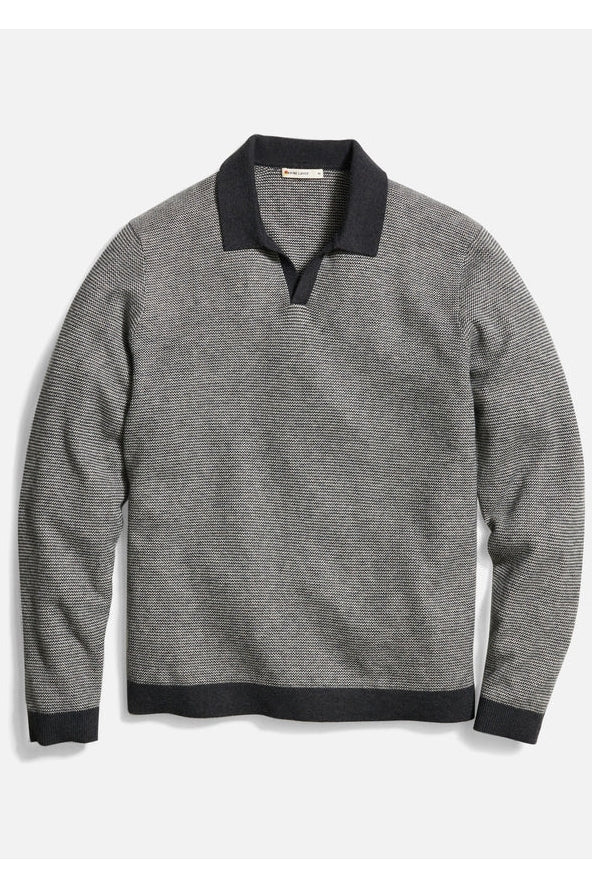 Wholesale,Marine Layer, Marine Layer Black/Grey Polo with Contrasting Collar and Cuffs, Black, Small-40-TagSMedium-42-TagMLarge-46-TagLExtra Large-48-TagXL