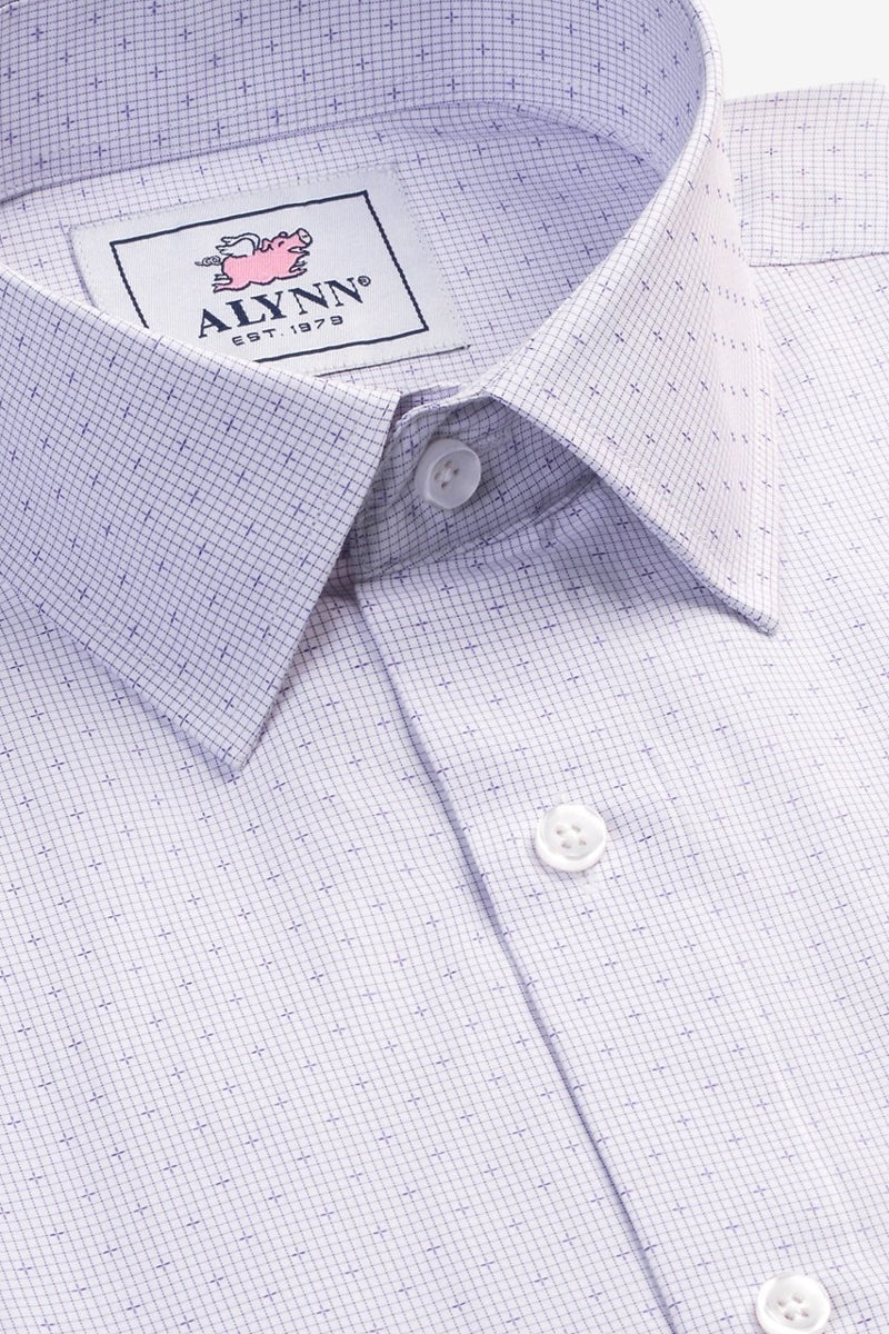 Faire,Alynn, Alynn Purple Grid Geo Slim Fit Microfiber Dress Shirt, Purple, Large-45-TagLExtra Large-48-TagXLExtra Extra Large-52-TagXXLMedium-42-TagMSmall-38-TagS