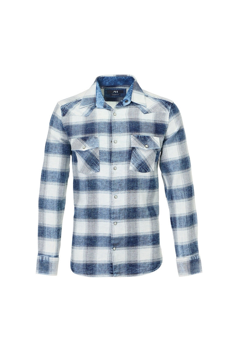 Wholesale,American Heritage, American Heritage Indigo/White Plaid Flannel Shirt, Blue, Medium-45-TagMLarge-48-TagLExtra Large-51-TagXL