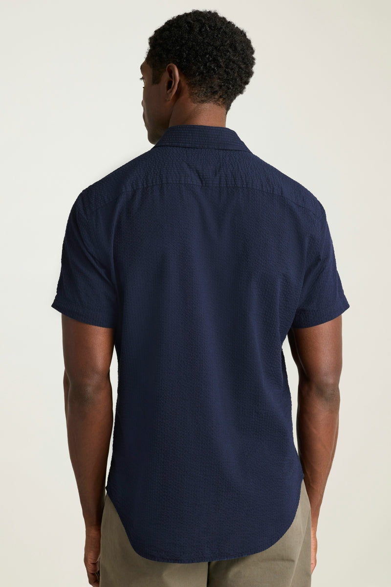 Wholesale,Bonobos, Bonobos Dark Navy Seersucker Short Sleeve Shirt, Blue, Large-45-TagL