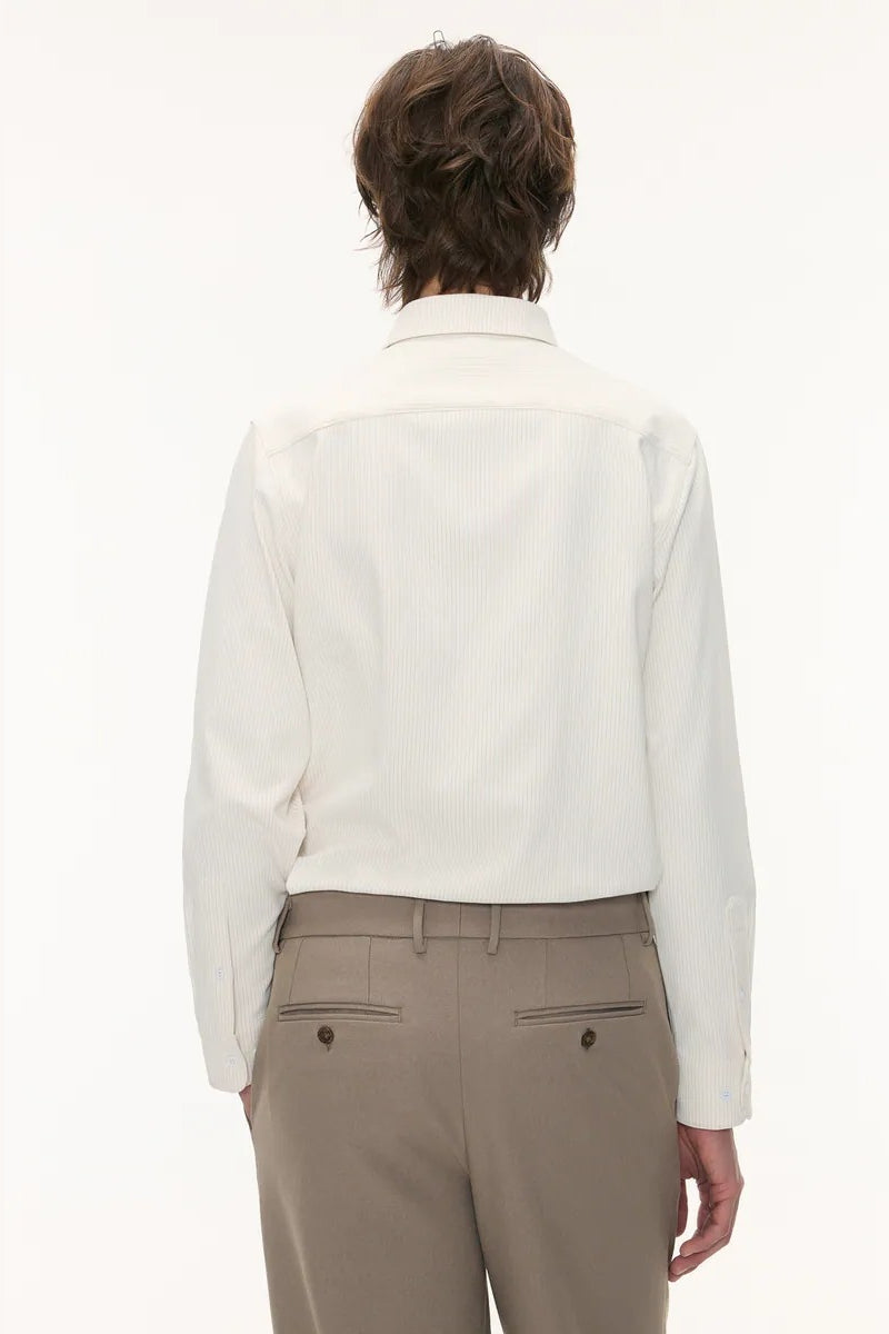 Direct From Brand,FYNE, FYNE Beige/Tan Striped Four-way Stretch Shirt, Cream, Large-47-TagL