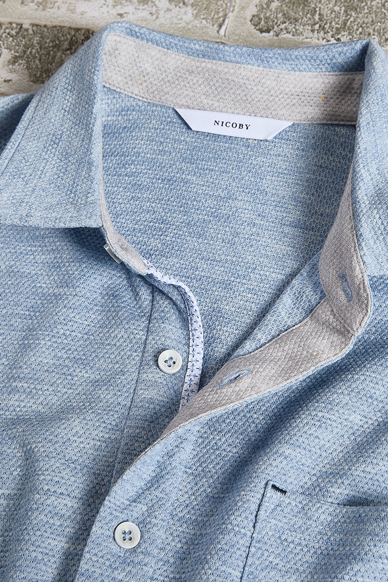Wholesale,Nicoby Age of Wisdom, Nicoby Age of Wisdom Sky Blue Textured Shirt, Blue, Extra Large-48-TagXL