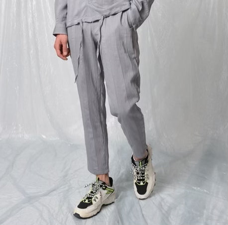 Clothing Supplier,Antioch, Antioch Light Grey Tonal Stripe Relaxed Fit Drawstring Pant, Grey, 34W-30L-TagL28W-30L-TagM27W-30L-TagS30W-30L-TagXL