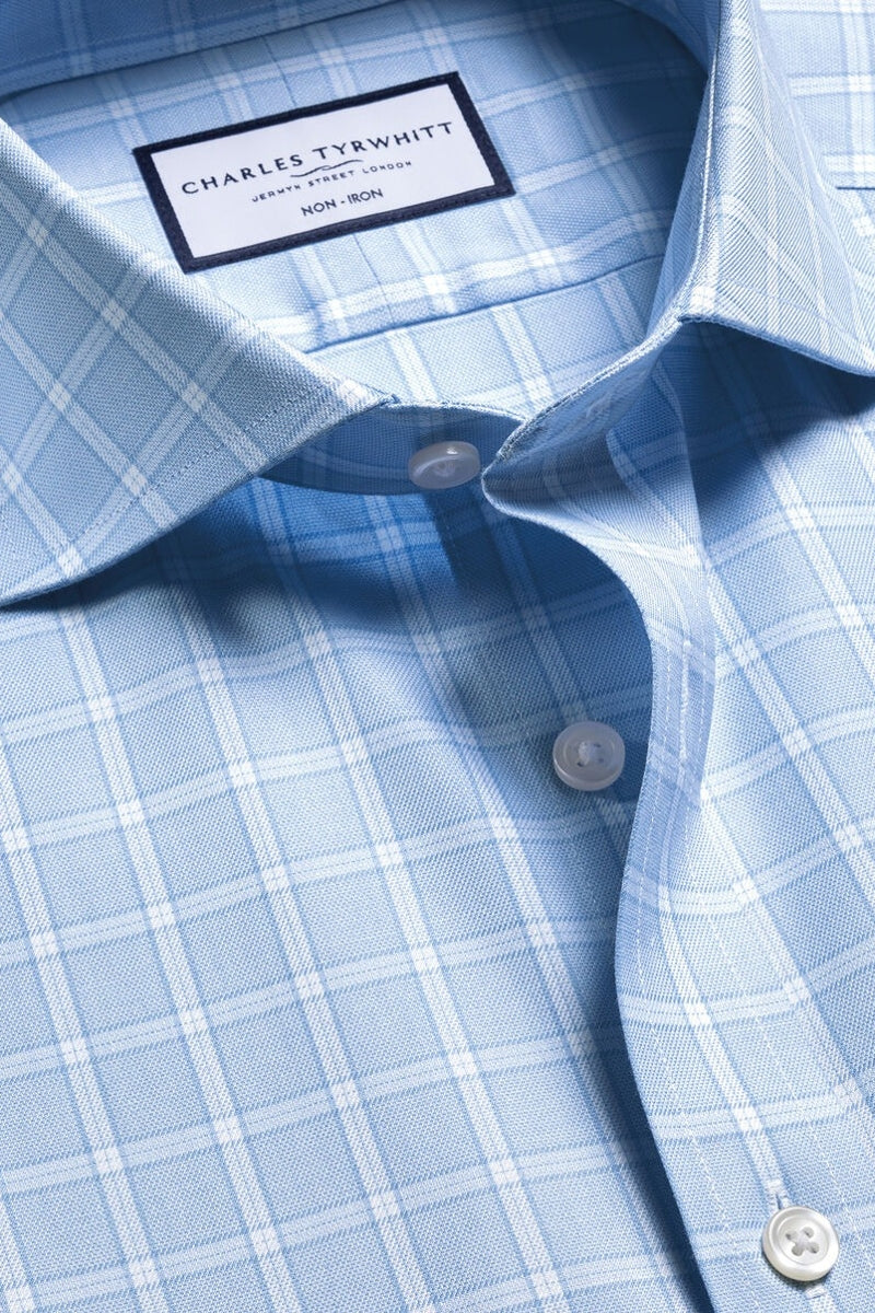 Wholesale,Charles Tyrwhitt, Charles Tyrwhitt Sky Blue Twill Check Shirt, Blue, Small-40-Tag15Medium-44-Tag16Extra Large-48-Tag17