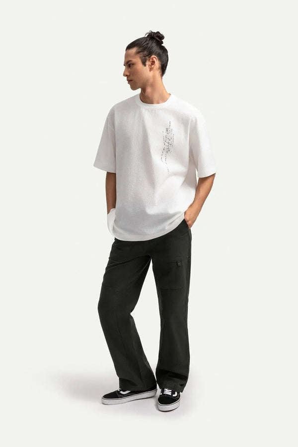 KAFT Off White Sketch Design Textured T-Shirt