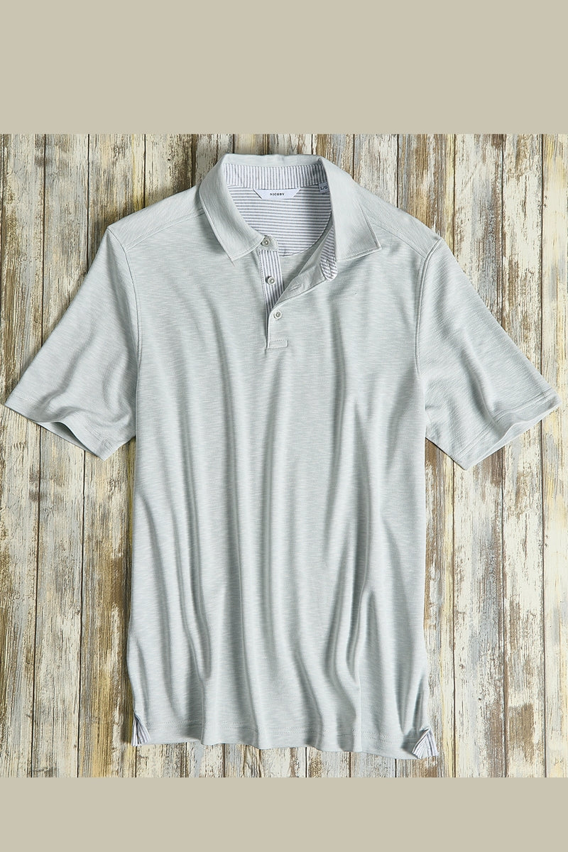 Wholesale,Nicoby Age of Wisdom, Nicoby Age of Wisdom Light Grey Slub Polynosic Polo, Grey, Extra Large-47-TagXL